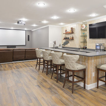 Finished Basement with Fully Equipped Bar and Home Theater