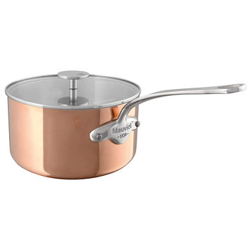 Mauviel M'3S Copper Saucepan With Lid & Cast Stainless Steel Handle, 2.6-qt