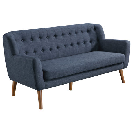 Mill Lane Mid-Century Modern 68" Tufted Sofa, Navy Fabric