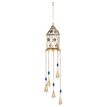 Gold Metal Eclectic Windchime, 33" x  5" x  5"