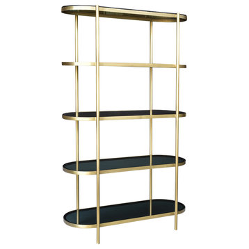 Monique Etagere with Cast Iron frame in Metallic Gold w/ Tempered Smoked Glass