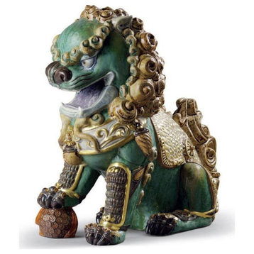 Lladro Oriental Lion Green Figurine 01001987