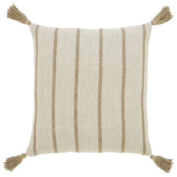 Truden 100% Natural Linen Dark Brown Stripe Indoor Pillow