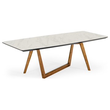 Modrest James Contemporary Walnut and White Dining Table