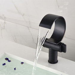 Arch Oil Rubbed Bronze Basin Faucet Dual Handles Deck Mounted Mixer Tap - Bathroom Sink Faucets