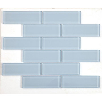 Mosaic Linear Glass Tile 2 x 6 Flooring for Pools and Walls, Sky Blue