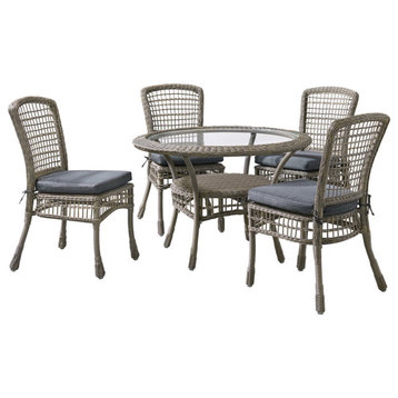 Carolina All-Weather Wicker Dining 5-Piece Dining Set, Table and Four Chairs
