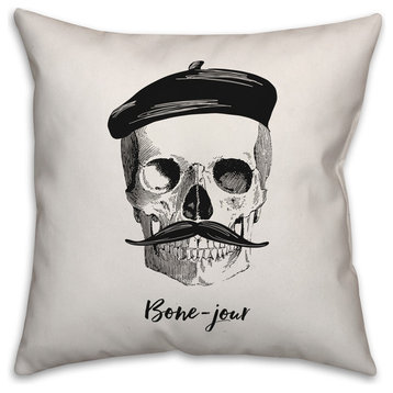 Bone-jour 18"x18" Throw Pillow