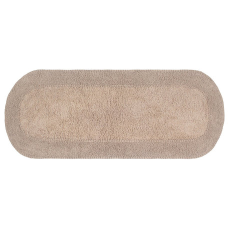 Double Ruffle Collection Bath Rugs Set, 21x54 Runner, Linen
