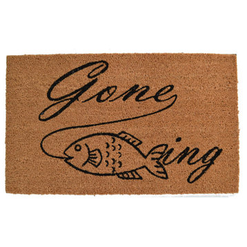 Imports Decor Coir And Pvc Gone Fishing Door Mat With Multicolor Finish 578PVC