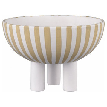 Homestead Park - Large Striped Bowl In Modern Style-4.25 Inches Tall and 6.25