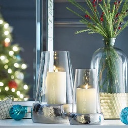 13 in. Stainless Steel and Glass Hurricane Candle Holder - Candleholders