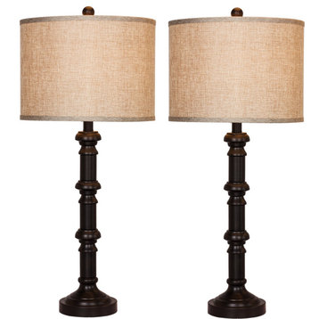 Metal Stacked Candlestick Table Lamps (Set of 2) - Oil Rubbed Bronze