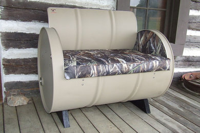 True Timber Camo 55 Gallon Steel Drum Arm Chairs