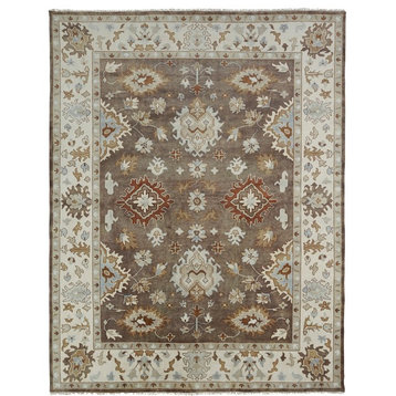 UMBRIA Hand Made Wool Area Rug, Brown, 6'x9'