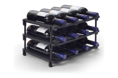 Small contemporary wine cellar in Central Coast with storage racks.