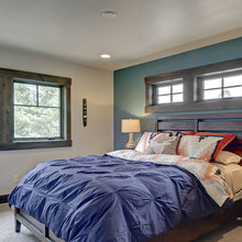 Guest room with teal dresser