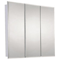 Tri-View Medicine Cabinet, 30"x30", Beveled Edge, Surface Mounted