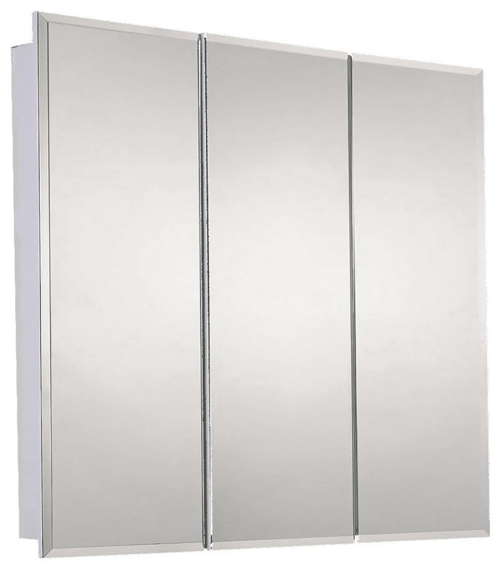 Tri-View Medicine Cabinet, 30"x30", Beveled Edge, Surface Mounted