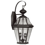 Livex Lighting - Georgetown Outdoor Wall Lantern, Black - The Georgetown looks to add regal elegance to your home with a line of lighting that embodies classic design for those who only want the finest. Using the highest quality materials available, the Georgetown begins with solid brass so that each fixture not only looks fantastic, but provides a fit and finish that will last for years as well.