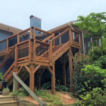 Elevated deck with staircase and landing