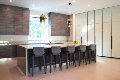 Open concept kitchen - large contemporary u-shaped open concept kitchen idea in Los Angeles