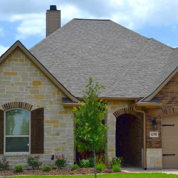 Light Stone, Dark Brick Exterior Elevation