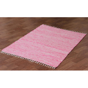 Pink Complex Chenille Flat Weave Rug, 9'x12'