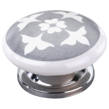 Ceramic knob, Jessamine 1-3/5 in. Grey Flat Cabinet & Drawer Knob, 10-Pack
