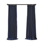 Navy Blue Blackout Faux Silk Taffeta Curtain Single Panel, 50"x96"