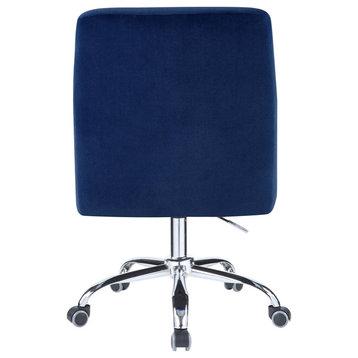 ACME Trenerry Office Chair in Blue Velvet & Chrome Finish