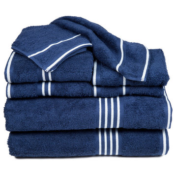 Lavish Home Rio 8-Piece Cotton Towel Set, Navy