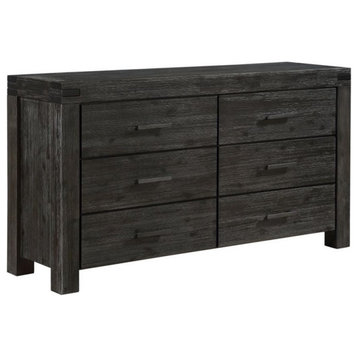 Bowery Hill 6 Drawer Solid Wood Dresser in Graphite