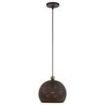 Livex Lighting - Livex Lighting 49100-07 Dublin - 11" One Light Pendant - Canopy Included: Yes  Shade IncDublin 11" One Light Bronze/Antique BrassUL: Suitable for damp locations Energy Star Qualified: n/a ADA Certified: n/a  *Number of Lights: Lamp: 1-*Wattage:60w Medium Base bulb(s) *Bulb Included:No *Bulb Type:Medium Base *Finish Type:Bronze/Antique Brass