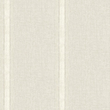 Linette Beige Fabric Stripe Wallpaper, Swatch