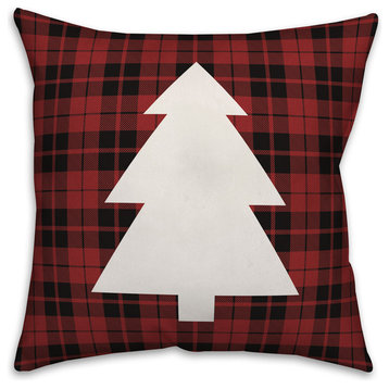 Plaid Christmas Tree 16"x16" Throw Pillow Cover