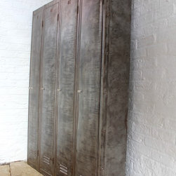 Warner Set of 4 Vintage Stripped Steel School/Gym/Sports Lockers - Wardrobes and Armoires