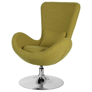 Elegant Office Chair, Swivel Chrome Base With Cushioned Linen Seat, Green