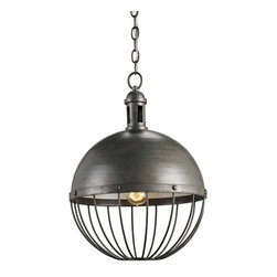 Currey & Company Verne Pendant in Hiroshi Gray - Pendant Lighting