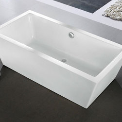 65" x 31" White Rectangle Soaking Free-Standing Bathroom Tub - Bathtubs