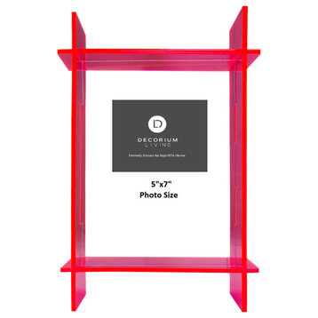 Lucite 5x7 Frame, Neon Pink/Clear