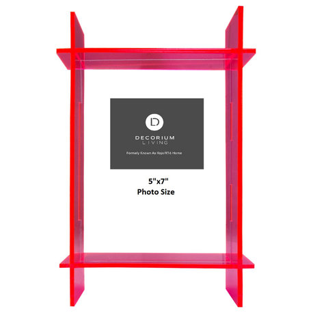 Lucite 5x7 Frame, Neon Pink/Clear