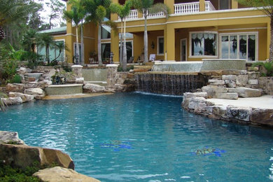 Island style pool photo in Tampa