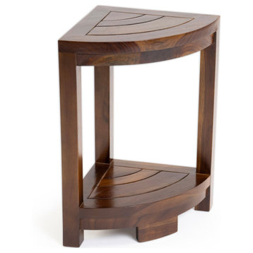 Ala Teak Corner Teak Wood Bath Spa Shower Stool Corner Table Bench Stool