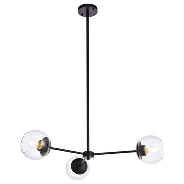 Brooke 32" Pendant, Black With Clear Shade