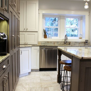 Transitional White and Gray Kitchen