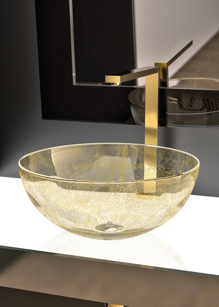 Murano Laguna Luxury Glass Vessel Sink, Gold