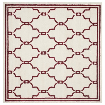 Safavieh Amherst Amt414H Outdoor Rug, Ivory/Red, 7'0"x7'0" Square