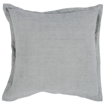 Amy 100% Linen 22" Square Throw Pillow, Gray