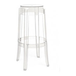 Kartell - Charles Ghost Stools, 30", Transparent Crystal, Set of 2 - Bar Stools And Counter Stools